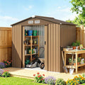 Outsunny 7' x 4' Outdoor Storage Shed, Garden Tool Metal Shed with Foundation Kit, Double Lockable Door, Air Vents and Sloping Roof, for Backyard, Patio, Lawn, Yellow