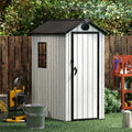 ZYJOYY 3x5 FT Outdoor Storage Shed Resin Garden Tool Shed with Lockable Doors & Slooping Roof, Plastic Shed with Floor for Garden, Backyard, Patio, Grey