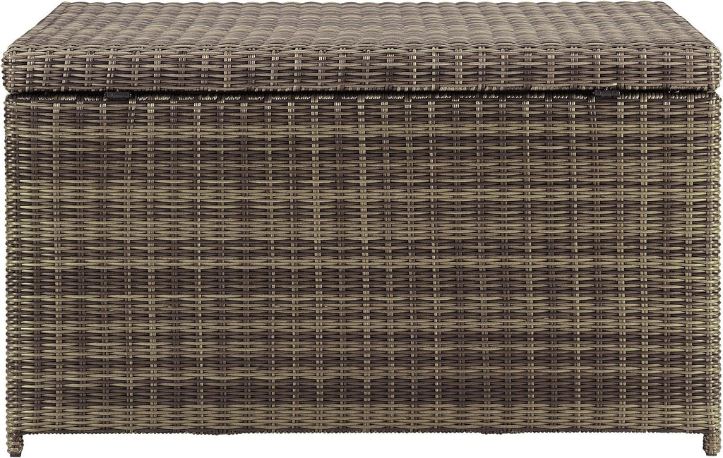 Crosley Furniture Bradenton Wicker Outdoor Storage Box for Patio Furniture Cushions, Pool Floats, Garden Tools, Brown