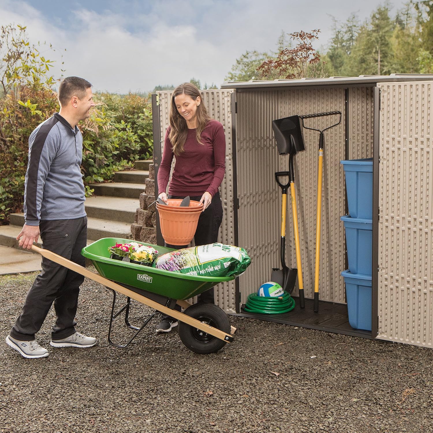 LIFETIME 60280 Vertical Storage Shed, Desert Sand