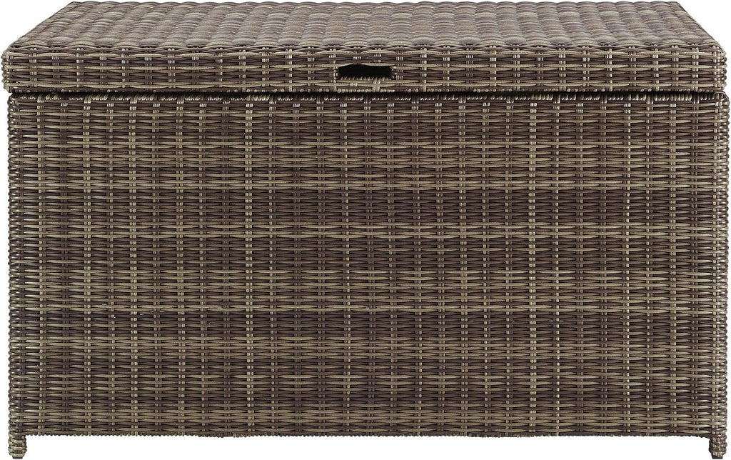 Crosley Furniture Bradenton Wicker Outdoor Storage Box for Patio Furniture Cushions, Pool Floats, Garden Tools, Brown